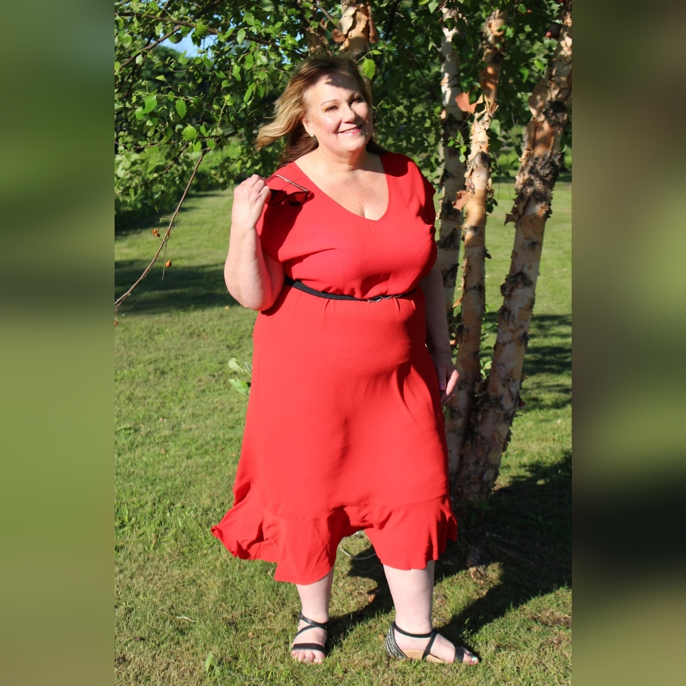 NEW NWT Christopher & Banks Plus Size Elegant Red Dress Sz 1X (16/18)